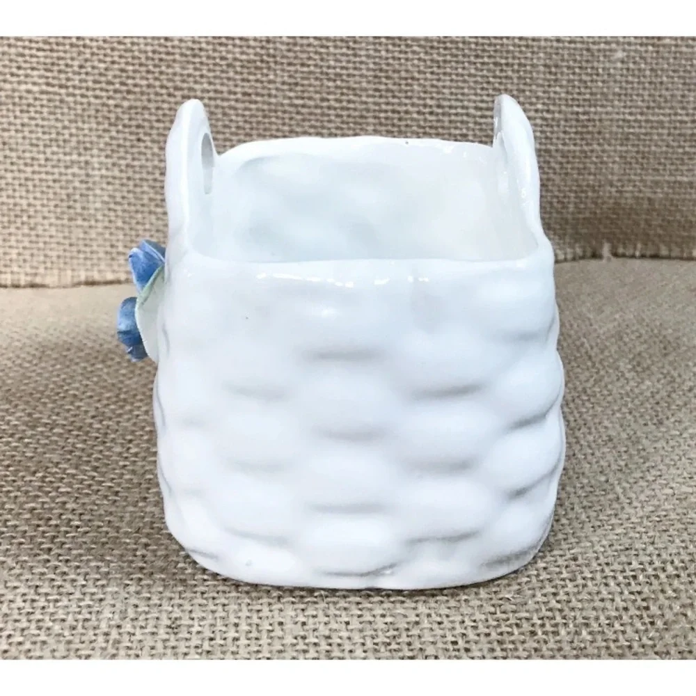 Wildwood Capodimonte Style Ceramic Basket Trinket Dish Planter Cottage Core